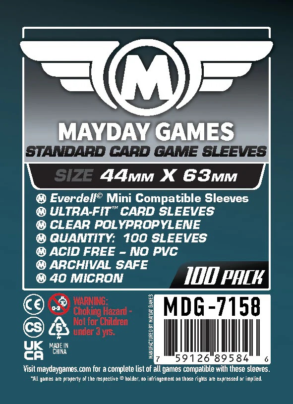 100 Mayday Games Standard Everdell sleeves 43x63mm MDG7158