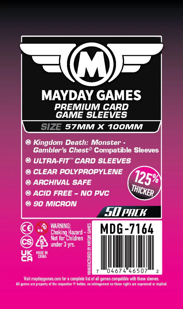 50 Mayday Games Premium Kingdom Death Gamblers Chest sleeves 57x100mm MDG7164