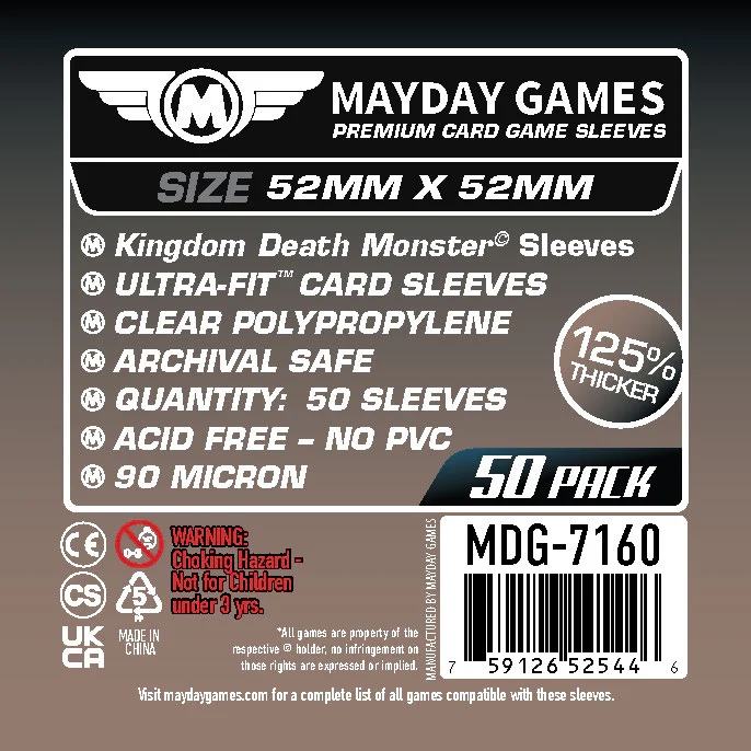 50 Mayday Games Premium Kingdom Death Monster sleeves 52x52mm MDG7160