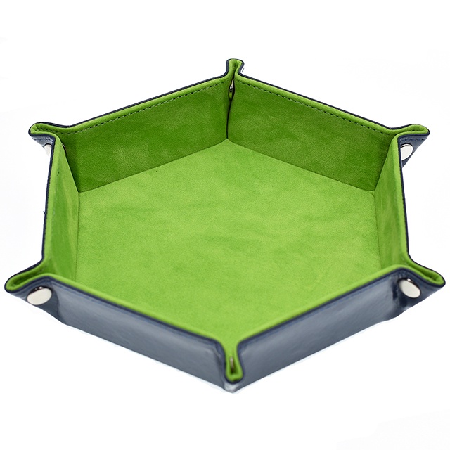 Light Green Hexagon Leather Folding Dice Tray