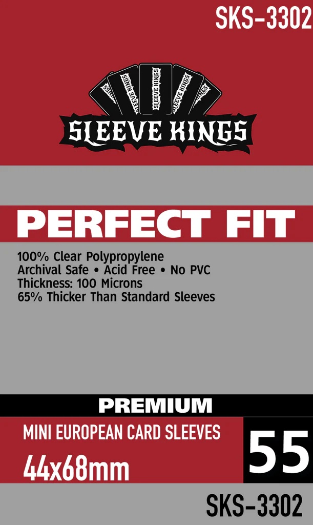 Sleeve Kings Perfect Fit Premium Mini European Card Sleeves (44x68mm) -55 Pack, 100 Microns, SKS-3302